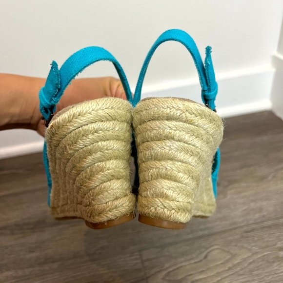 Coldwater Creek Blue Peep Toe, Sling Back Espadrille Size 9 - Picture 5 of 8